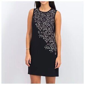 Calvin Klein Sleeveless Black Laser Cut Floral Knee Length Dress Size 6 NEW